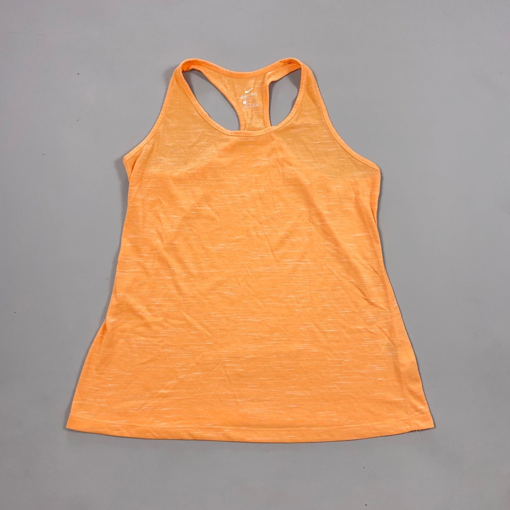 Nike Womens Dri-FIT Racerback Tank Top Orange Space Dye Mesh Back Large
